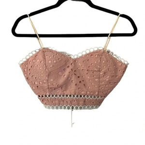 Storets Women's Pink Spaghetti Strap Carol Punched Bustler Top Size S NWT